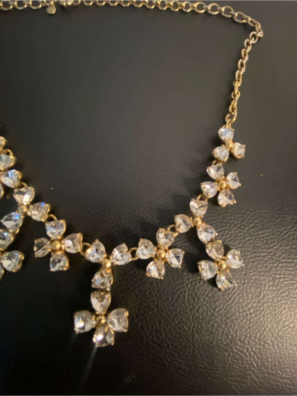 J. Crew Gold and Clear Crystal Floral Bib Necklace - Picture 4 of 11